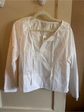 NWT Banana Republic White Women's Peasant Blouse - Lightweight Long Sleeve Top
